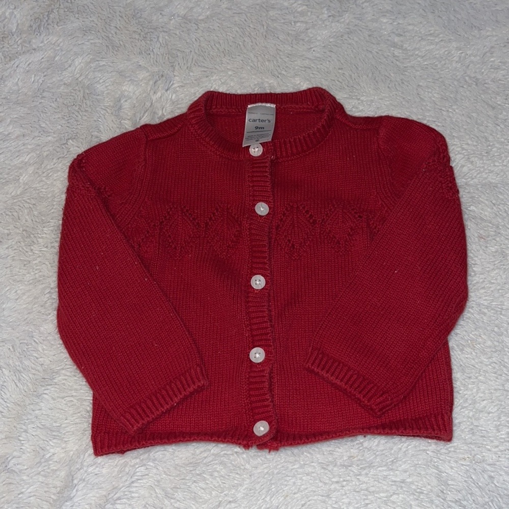 (3 for $10) carters red 9 month button up cardigan 100% cotton